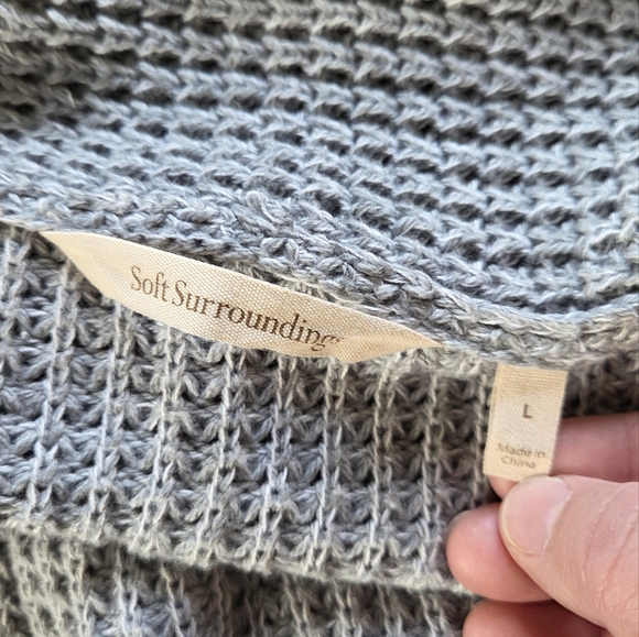 Soft Surroundings Grey 'Townsend' Chunky Knit Open Cardigan - Size L - Picture 8 of 9